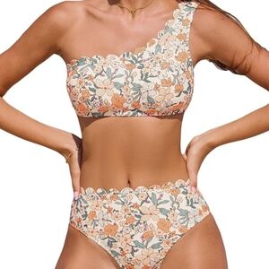 Cupshe Floral One-Shoulder Bikini